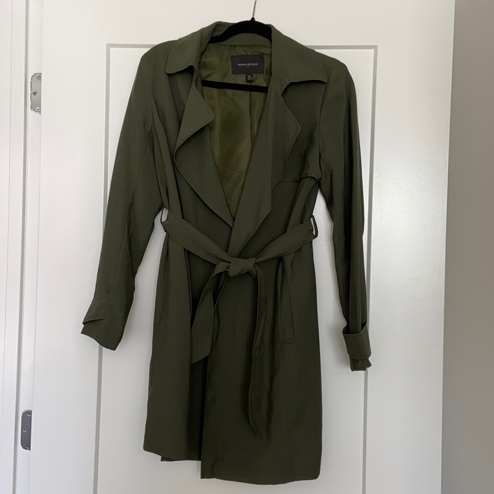 Olive Green Light Weight Trench Style Coat